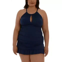 Women's La Blanca Plus Size High Neck Keyhole Tankini Swimsuit