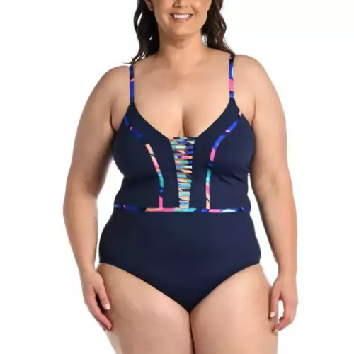 Women's La Blanca Plus Reversible Plunge One-Piece Swimsuit 3 Women's La Blanca Plus Reversible Plunge One-Piece Swimsuit