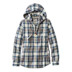 L.L.Bean Women's L.L. Bean Scotch Plaid Flannel Relaxed Zip Hoodie Shirt