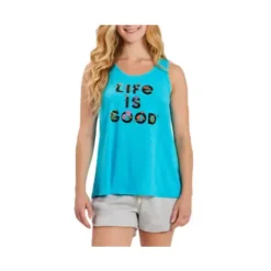 Women's Life Is Good Stack Flowers Textured Slub Tank Top