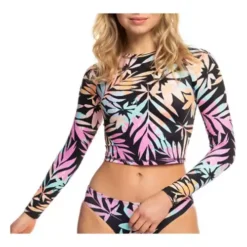Women's Roxy Active Cropped Long Sleeve Rashguard Swimsuit