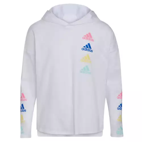 Girls' Adidas Curved Hem Hoodie 3 Girls' Adidas Curved Hem Hoodie