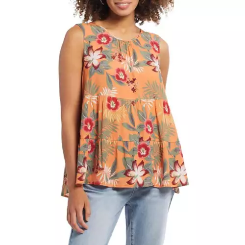 Women's Tribal Sleeveless Tiered Tank Top 3 Women's Tribal Sleeveless Tiered Tank Top