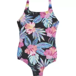 Girls' Nano Keyhole Hibiscus One-Piece Swimsuit